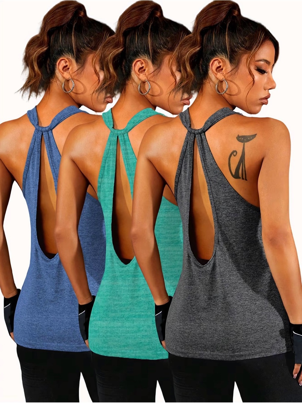 Women's Workout Tank Tops Loose Fit Gym Yoga Sleeveless Shirts Lot Of 3 Small